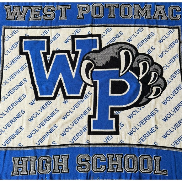 Other - West‎ Potomac High School Wolverines Fringed Tapestry Throw Blanket 46x63